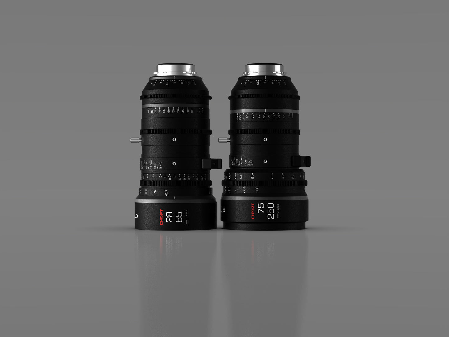 Chiopt Xtreme Zoom 2-Lens Cine Kit (28–85mm & 75–250mm T3.2, Full-Frame, PL/EF/E Mounts)